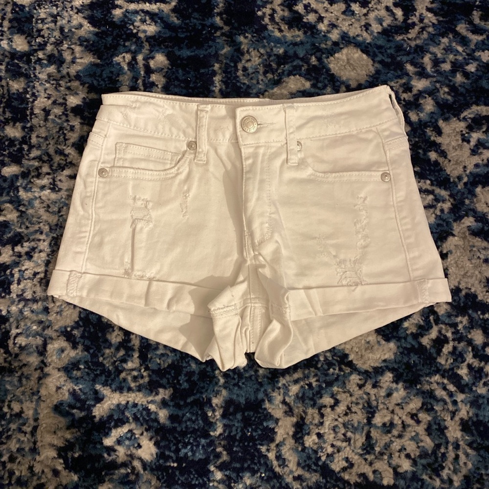 White jean shorts